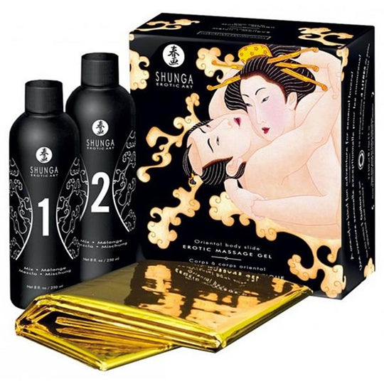 Shunga - Kokovartalohierontasetti, mansikat & shampanja