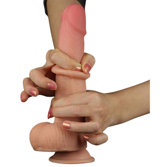 Dildo liukuvalla iholla 17,5 cm