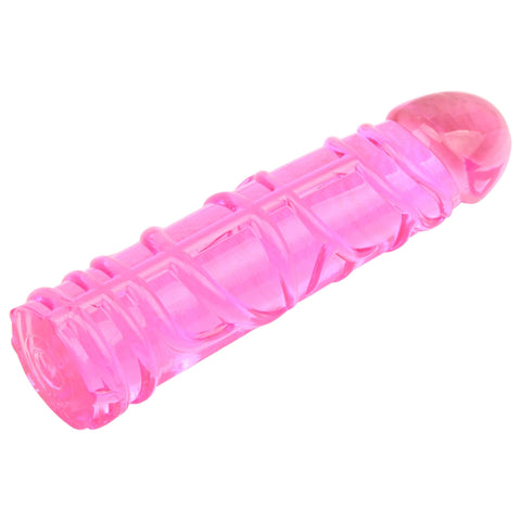 Jellyjortikka pinkki läpinäkyvä dildo 19,5 cm, realistinen ja joustava.
