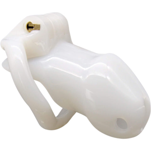 Siveysvyö 2.0, pieni koko, valkoinen hartsi, erektionestin ja sisäänrakennettu lukko.