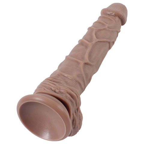 Pitkä Kulli, silikoninen dildo imukupilla, tarkka lähikuva realistisista yksityiskohdista.