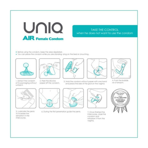 UNIQ Air lateksiton naisten kondomi, 3 kpl